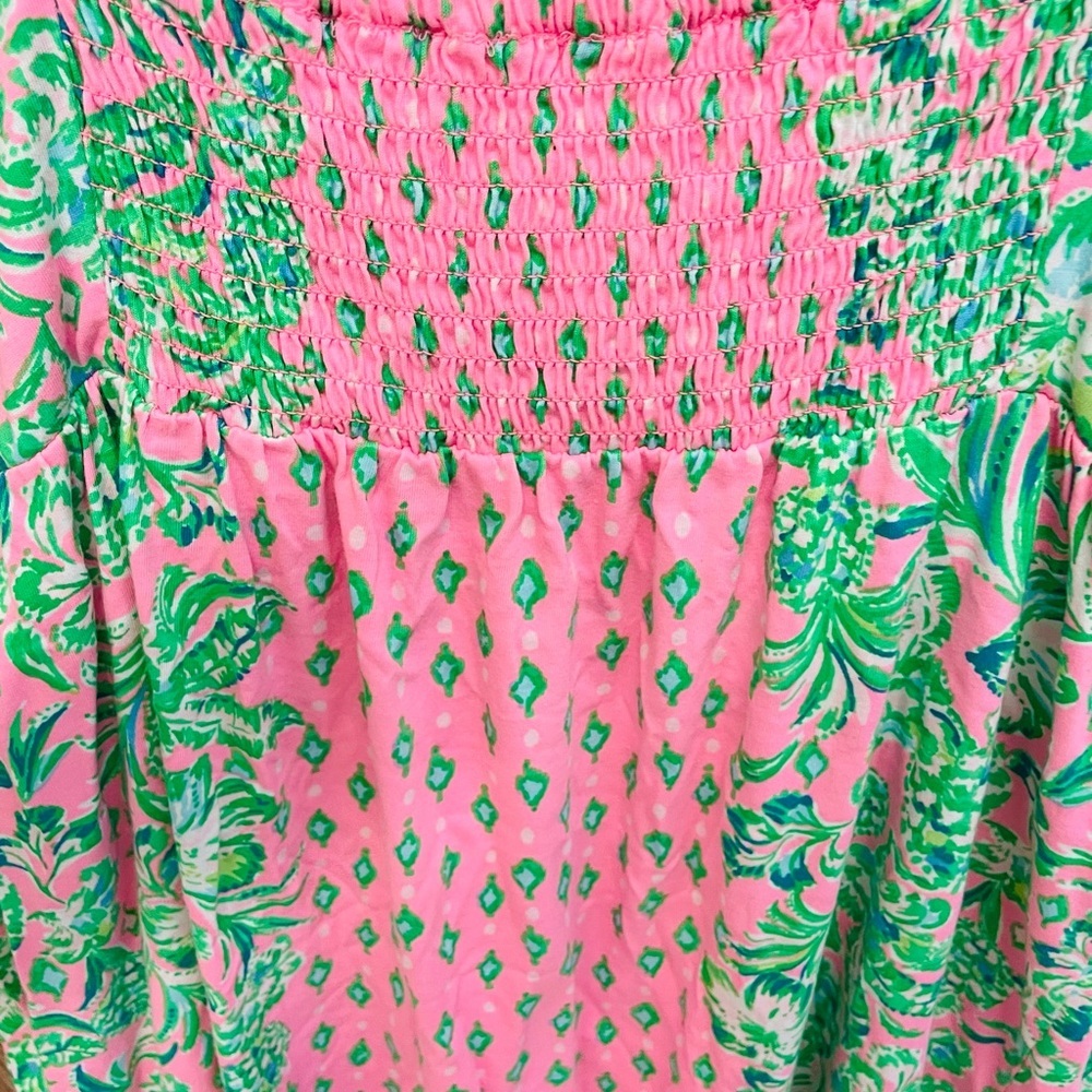 Pink and Green Sundress Lilly Pulitzer Libra Dress Oh Diamond Girl Pink Shandy - Picture 3 of 4
